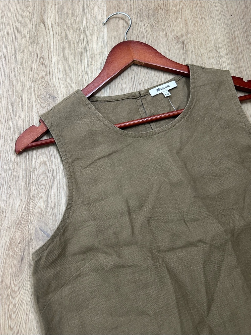NWT Madewell 100% Linen Loose Fit Shell Tank Top in Army Green
